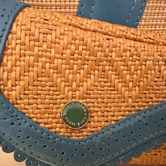 Cole Haan "Megan Straw" Shoulder/Satchel Bag with Leather Trim-VGUC - Picture 5 of 15